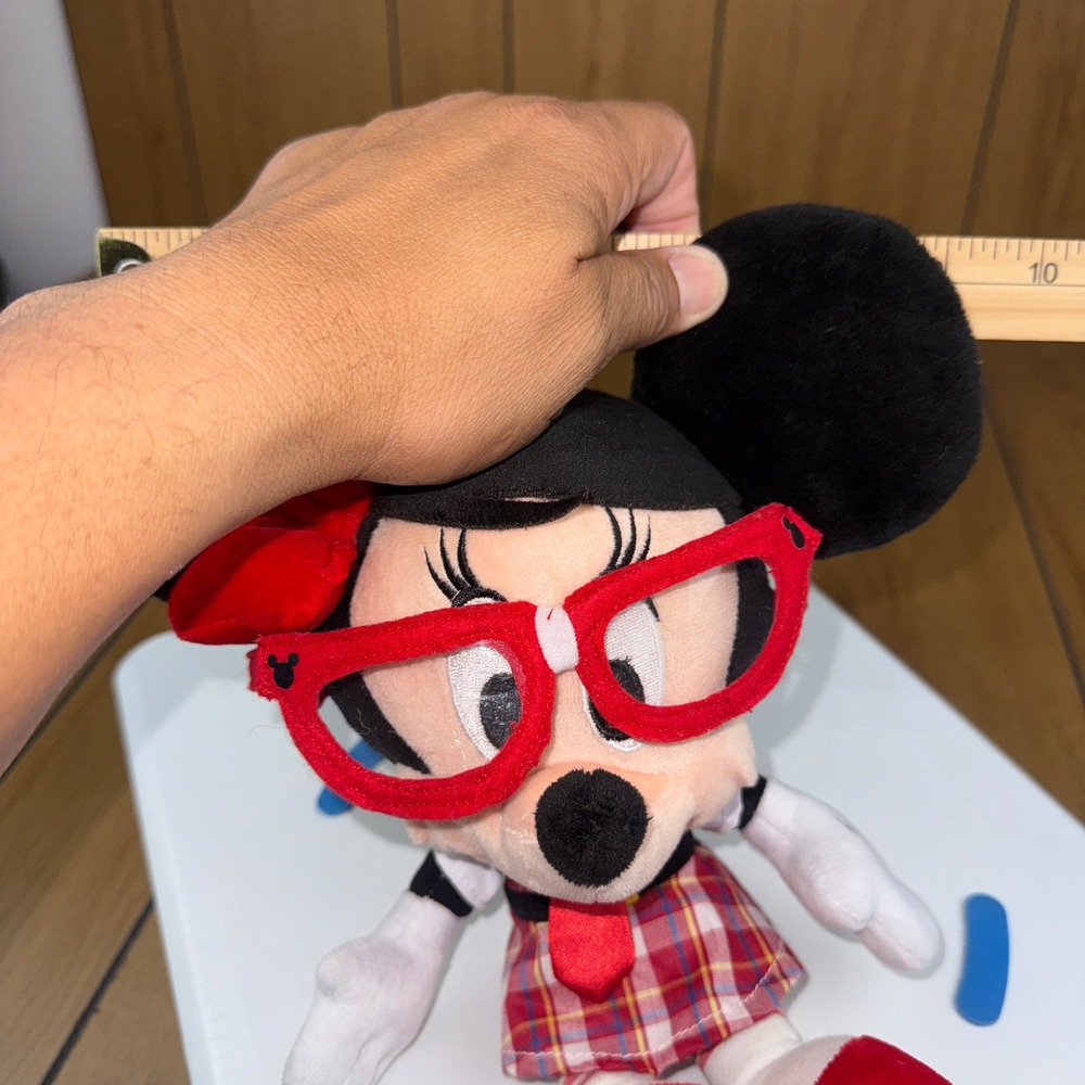 Disney Parks Minnie Mouse Nerd Plush With Glasses Hipster School Girl - Picture 11 of 15